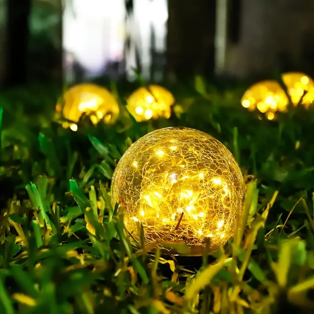 כדורי זכוכית סולאריים סדוקים לגינה