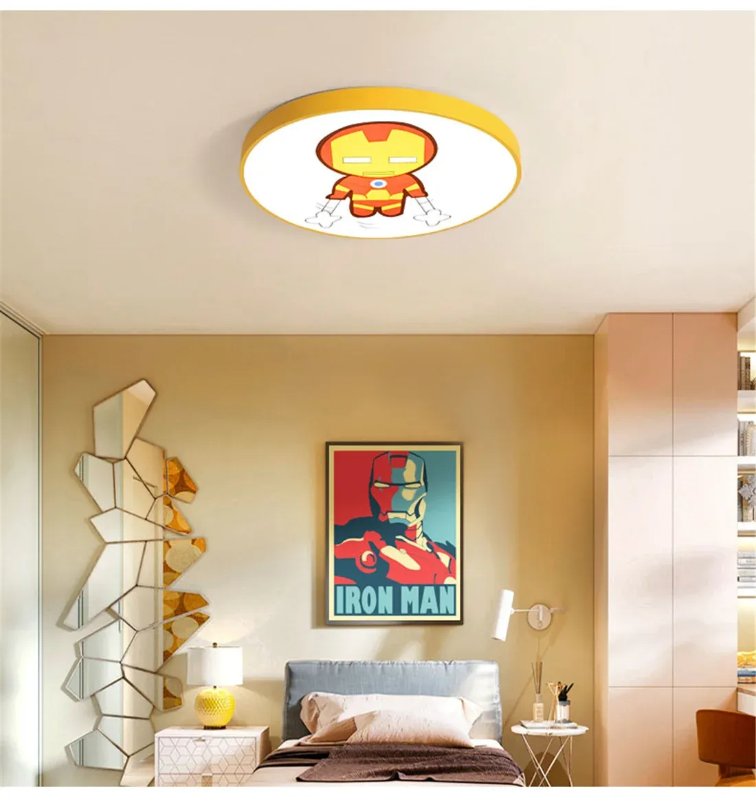 מנורת תקרה עגולה כחולה לד בסגנון נורדי לחדר ילדים