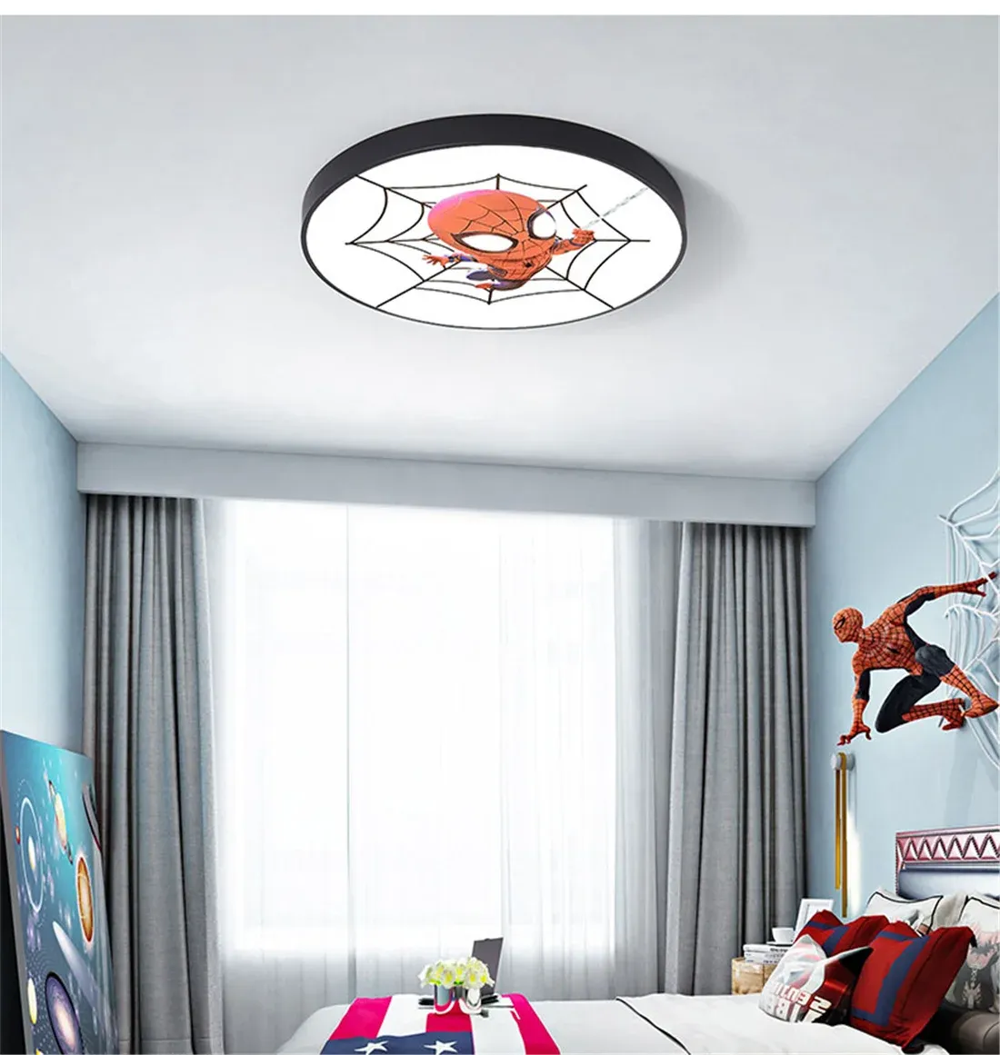 מנורת תקרה עגולה כחולה לד בסגנון נורדי לחדר ילדים