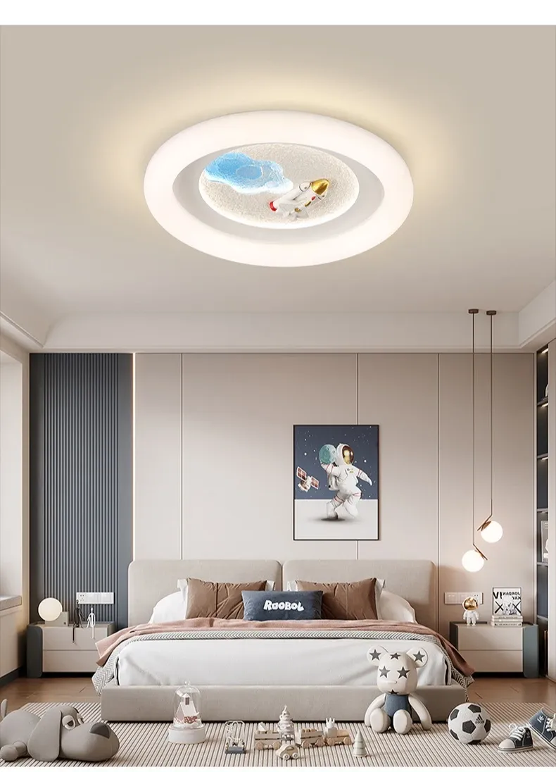 מנורת תקרה חלל רקטה ואסטרונאוט לד לחדר ילדים