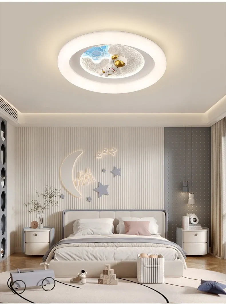 מנורת תקרה חלל רקטה ואסטרונאוט לד לחדר ילדים