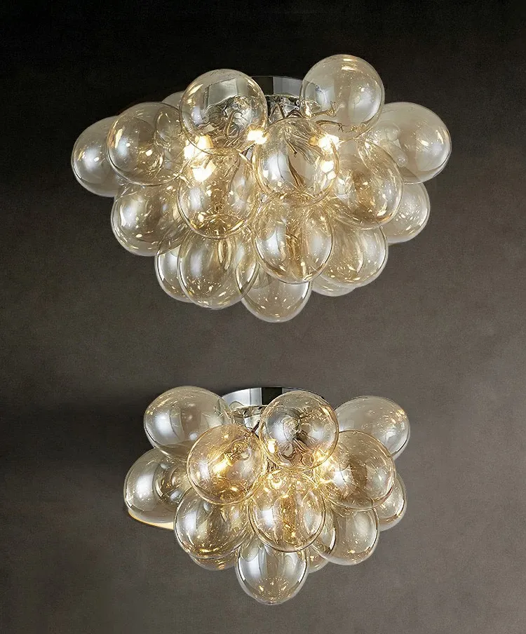 מנורת תקרה כדור זכוכית שחורה עם נורת G9