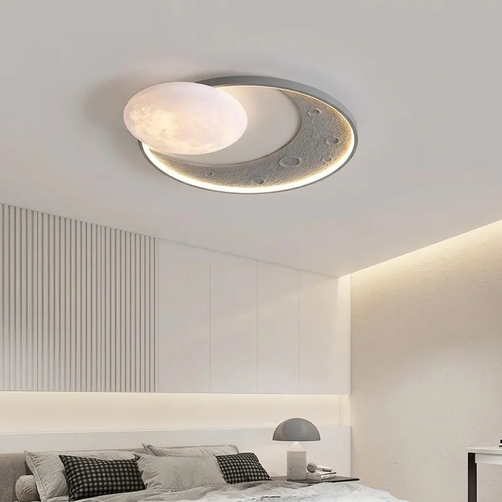 מנורת תקרה ירח אפורה דימרית נקייה