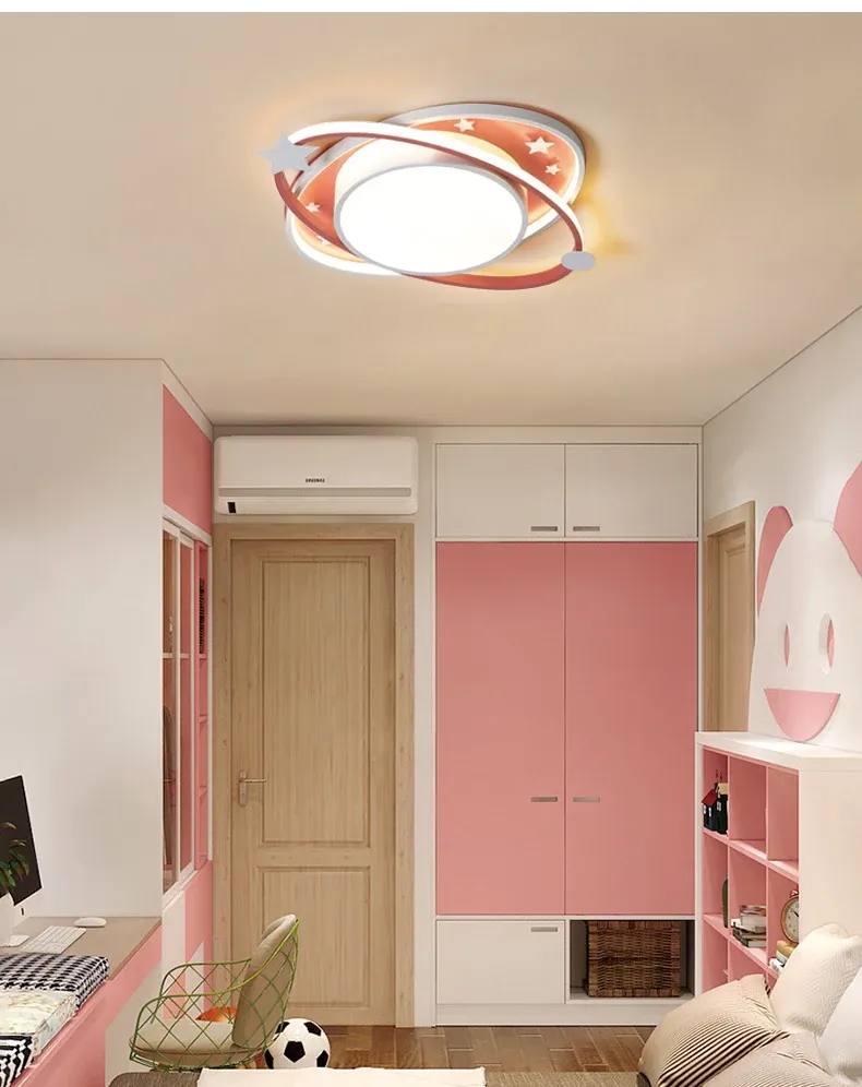 מנורת תקרה חלל כחולה דימרית עם שלט לחדר ילדים