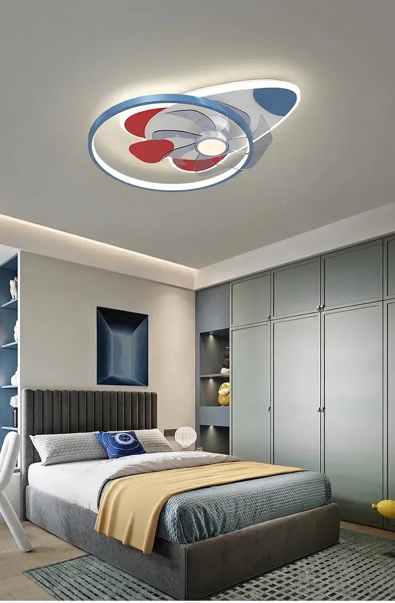 מאוורר תקרה רקטה כחול עם תאורה