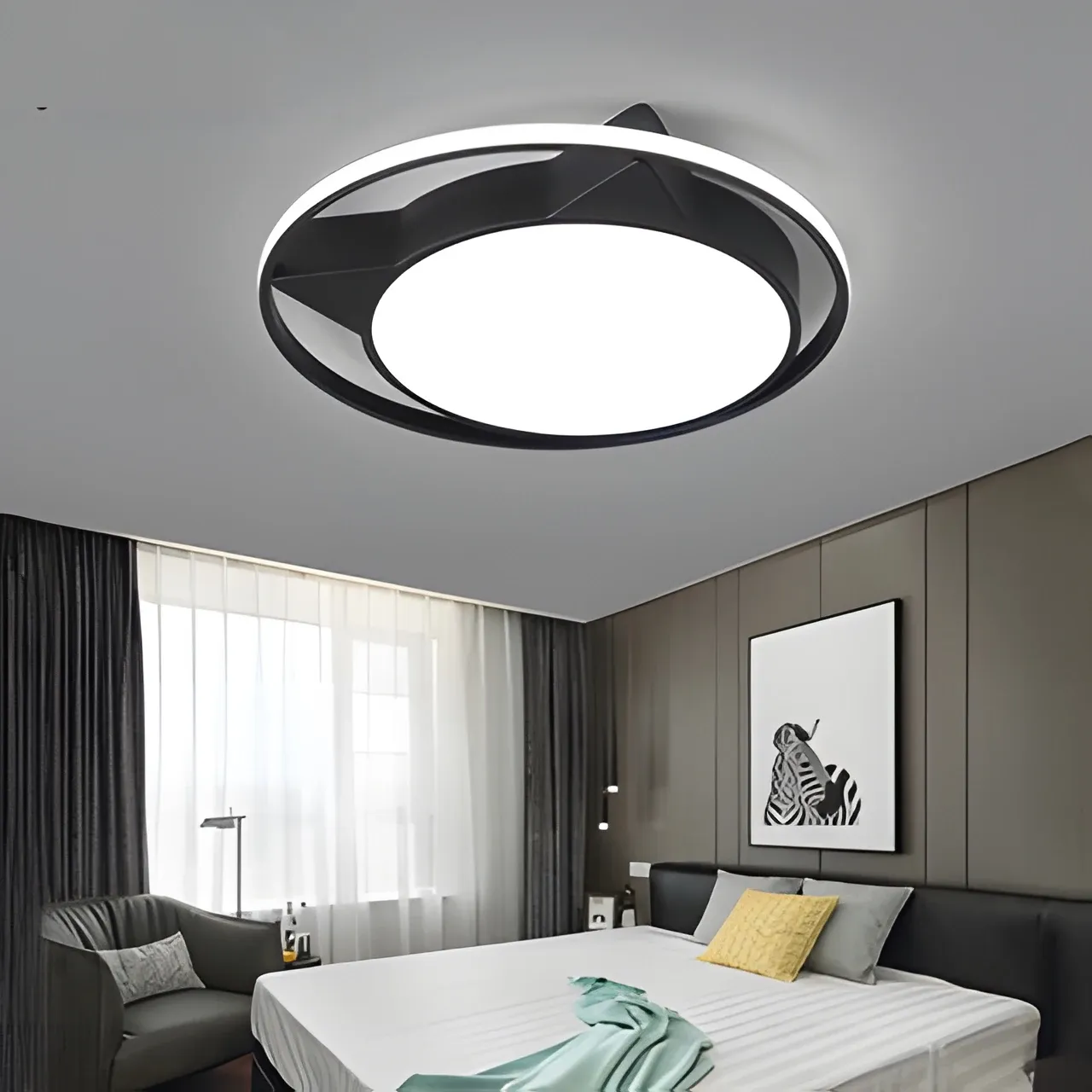 מנורת תקרה חתול לד דימרית עם שלט לחדר ילדים