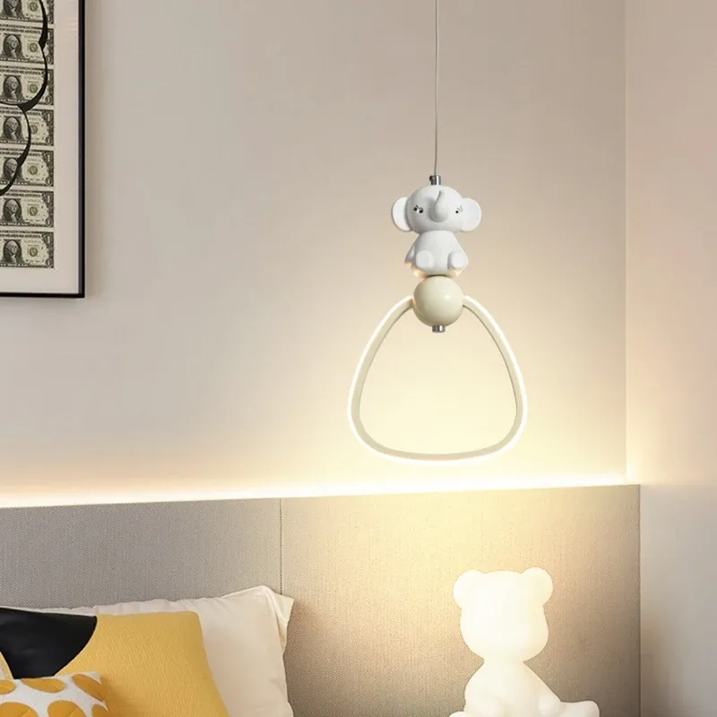 מנורת תלייה פיל לבן לד לחדר ילדים