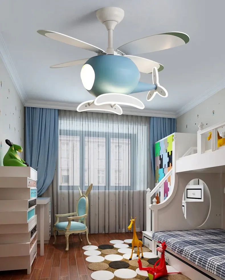 מאוורר תקרה מסוק צבעוני לד לחדר ילדים