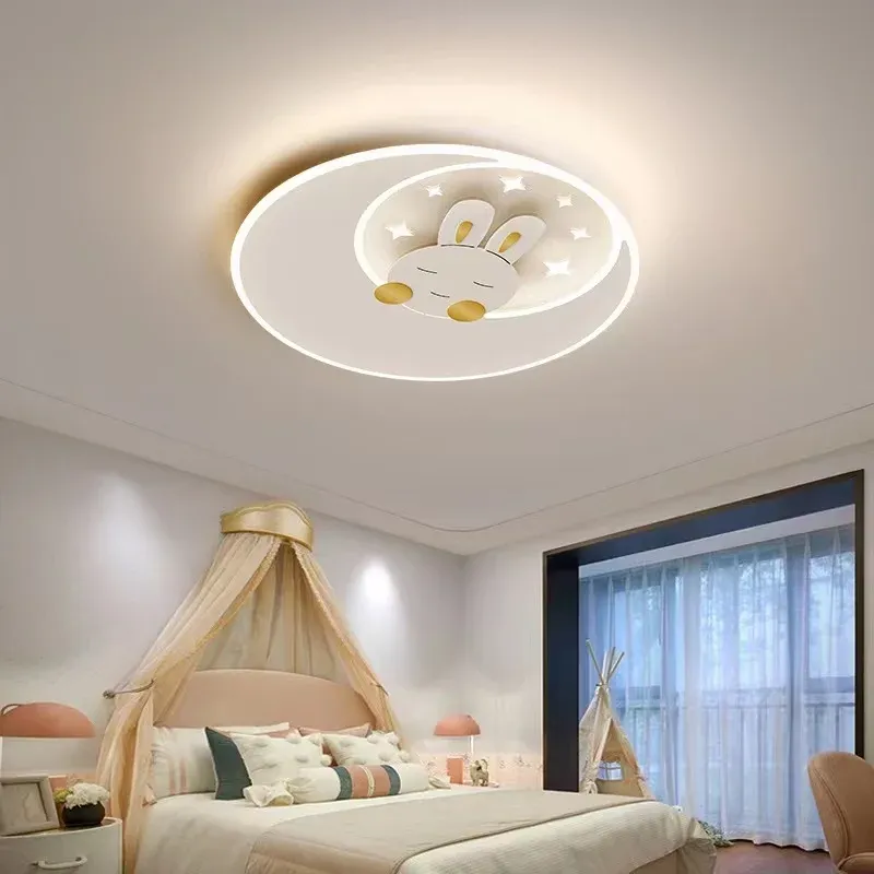 מנורת תקרה ארנבון ירח לבנה עם שלט לחדר ילדים