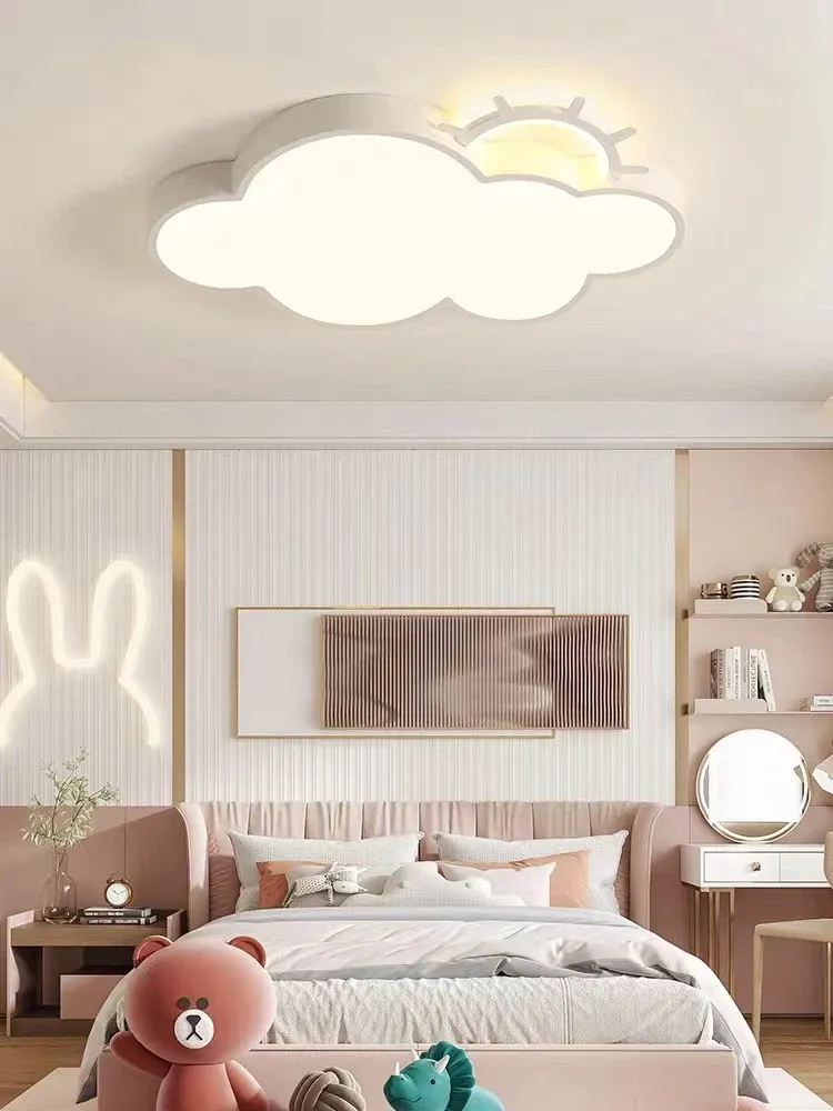 מנורת תקרה ענן לבן דימרית עם שלט לחדר ילדים