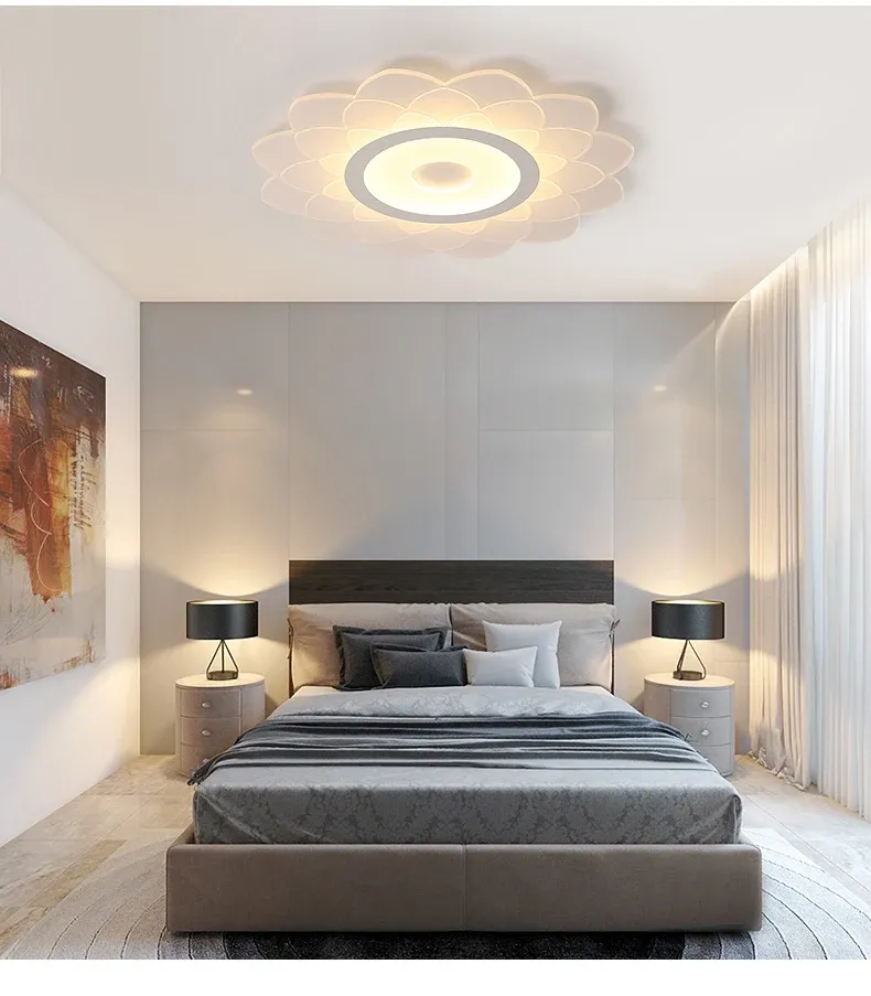 מנורת תקרה לוטוס לד דימרית בגוון שנהב