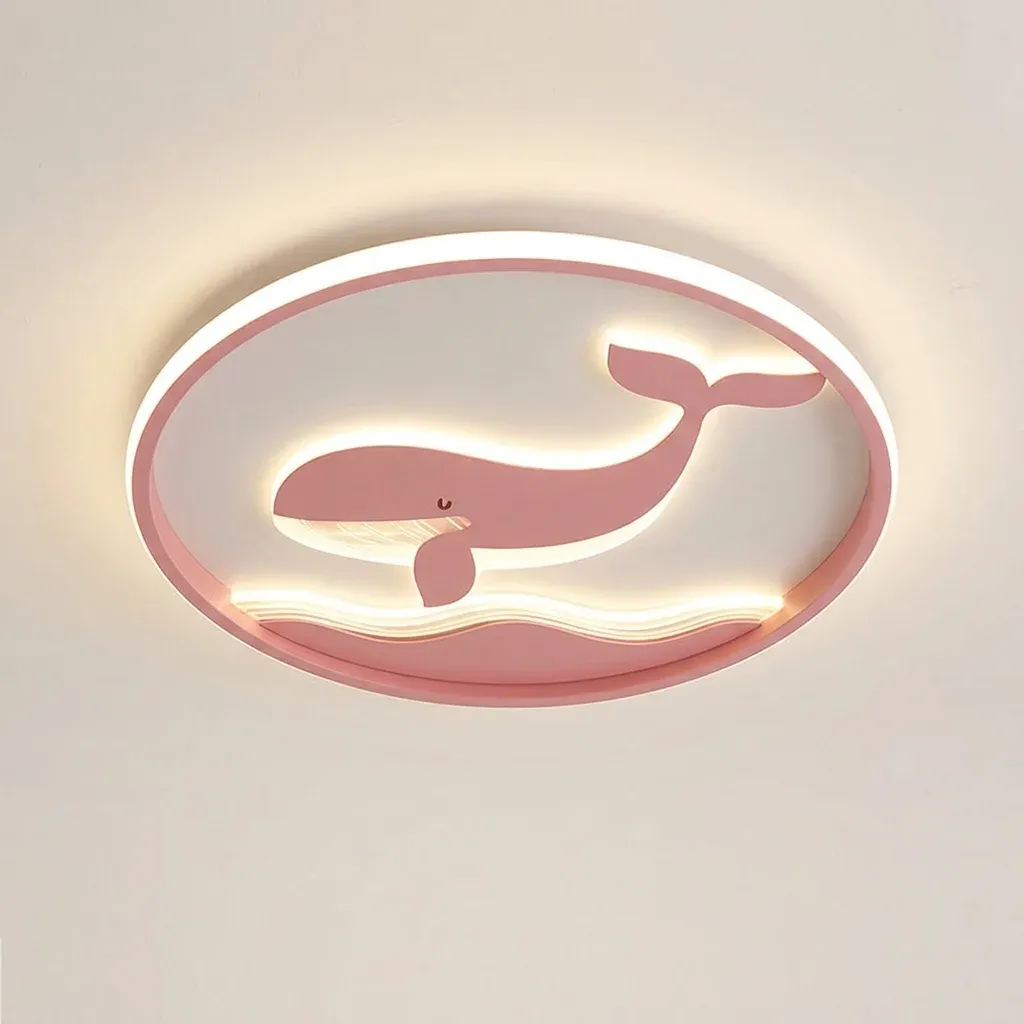 מנורת תקרה ורודה בצורת לווייתן לילדים