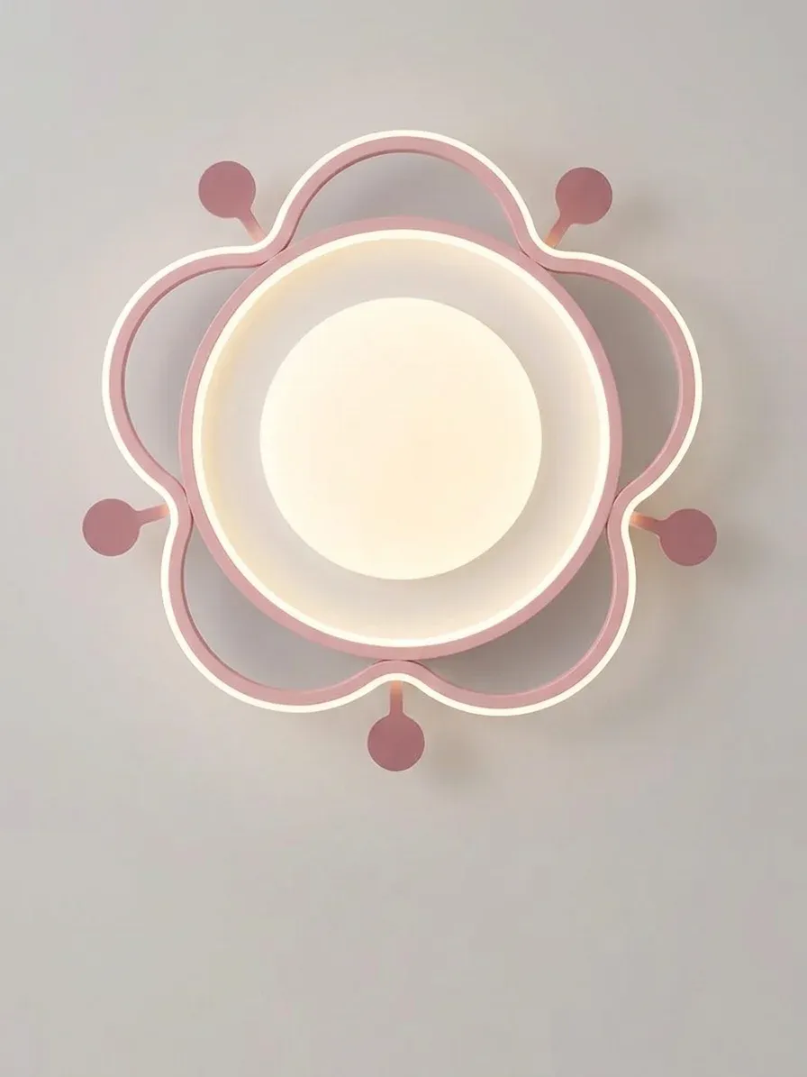 מנורת תקרה פרח כוכב ורודה לחדר ילדות