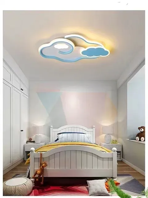 מנורת תקרה ענן כחול לד דימרית לחדר ילדים