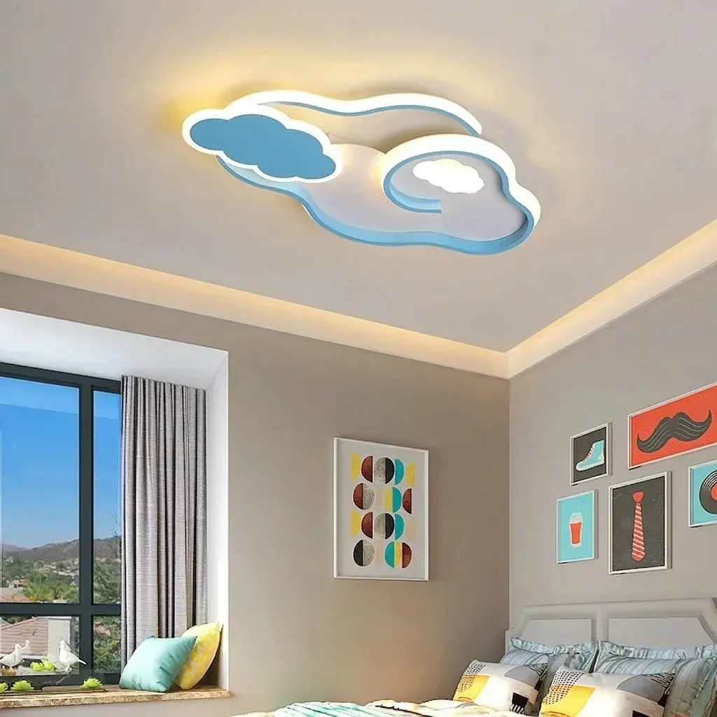 מנורת תקרה ענן כחול לבן לחדר ילדים