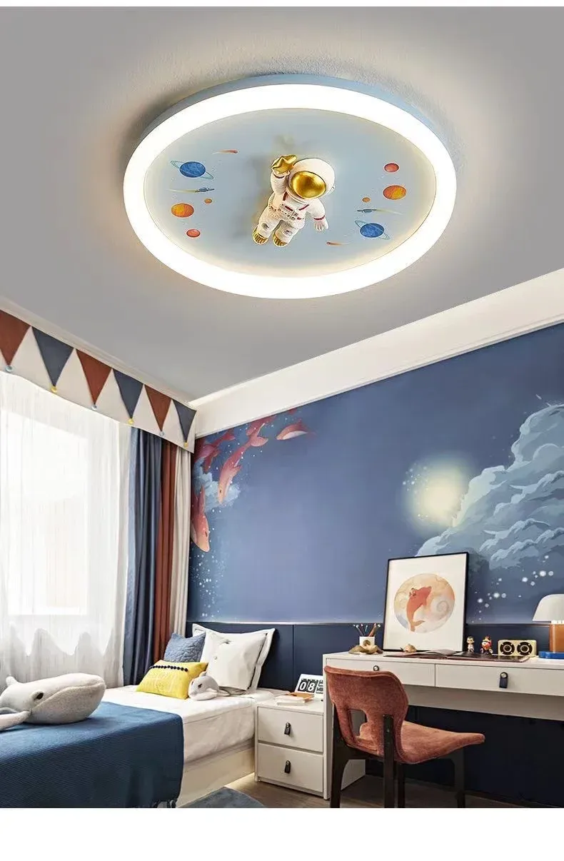 מנורת תקרה ילד חלל כחולה דימרית עם שלט