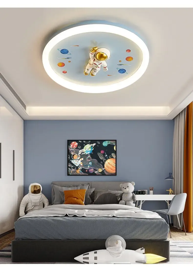 מנורת תקרה ילד חלל כחולה דימרית עם שלט