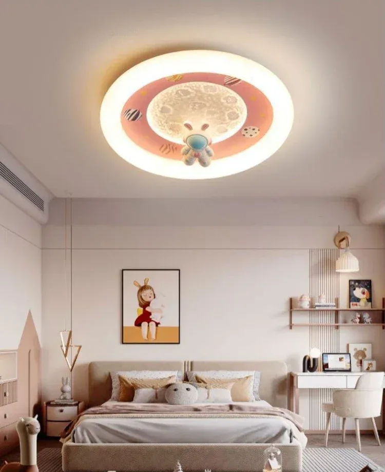 מנורת תקרה אסטרונאוט ירח לד לחדר ילדים