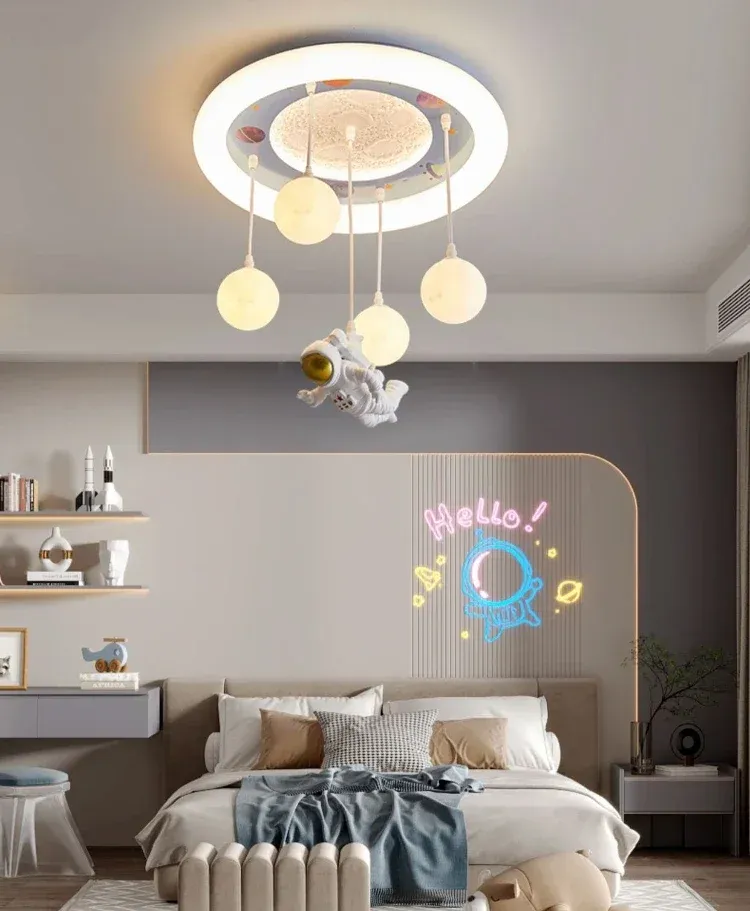 מנורת תקרה אסטרונאוט ירח לד לחדר ילדים