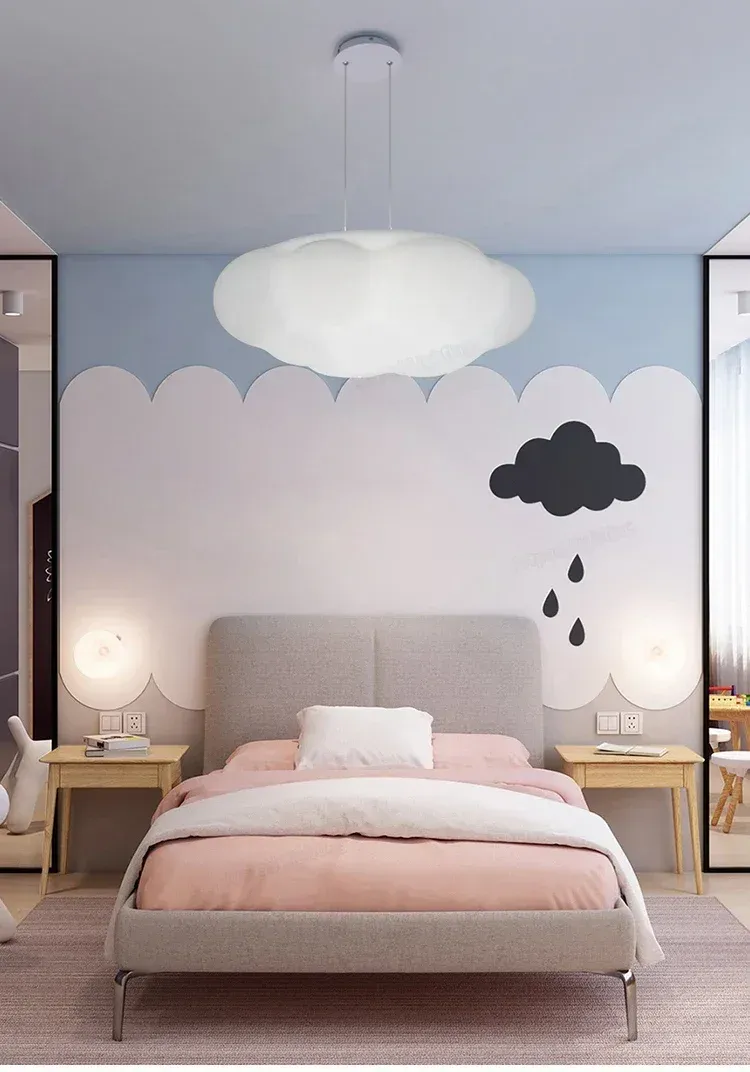 מנורת תלייה ענן לד לבנה משרף מתכווננת