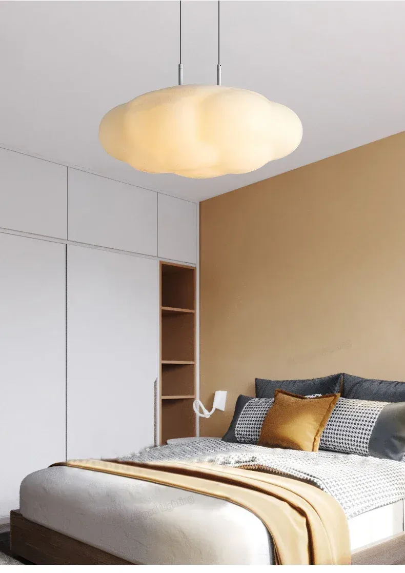 מנורת תלייה ענן לד לבנה משרף מתכווננת