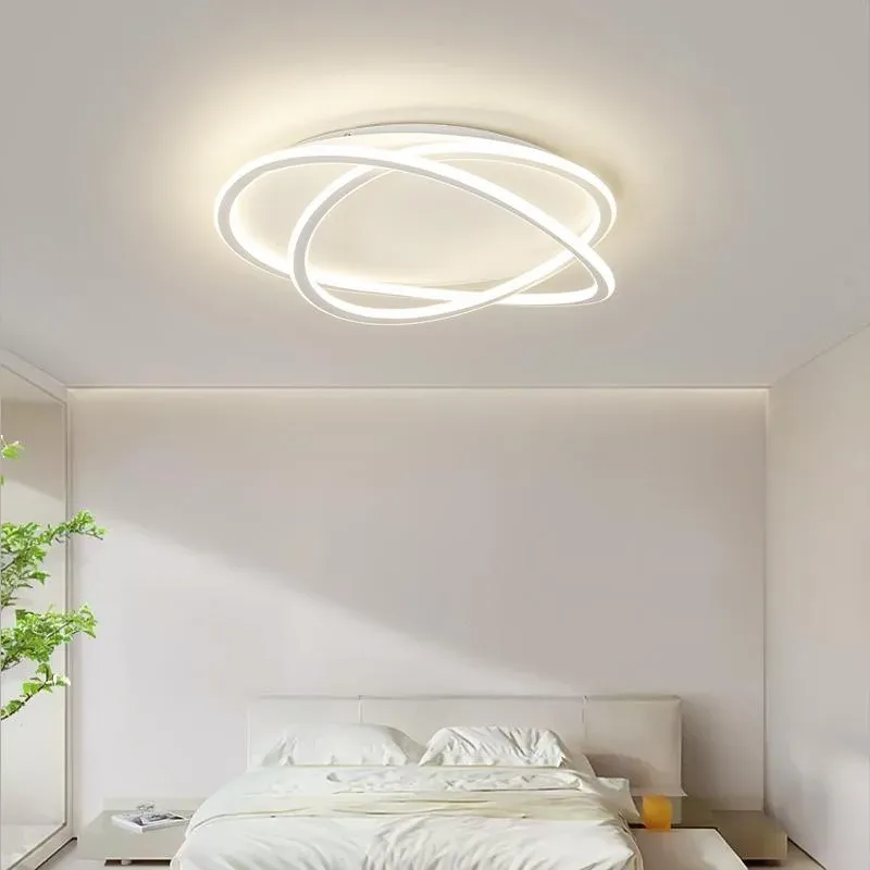 מנורת תקרה טבעתית לד לבנה עם שלט ועמעום