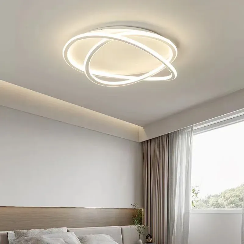 מנורת תקרה טבעתית לד לבנה עם שלט ועמעום