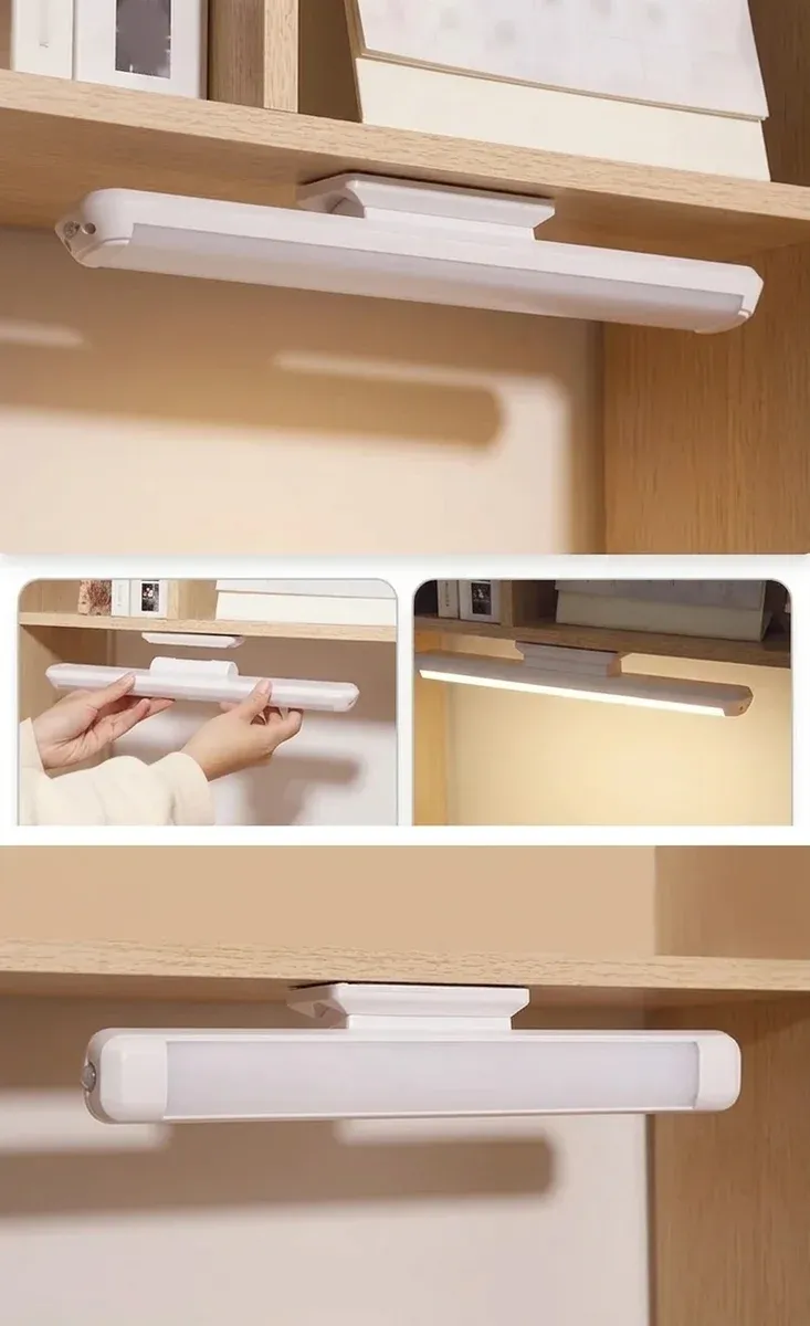 מנורת מראה נטענת לבנה בעיצוב נקי