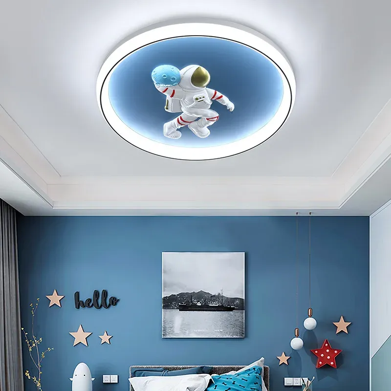 מנורת תקרה אסטרונאוט חלל כחולה דימרית לחדר ילדים