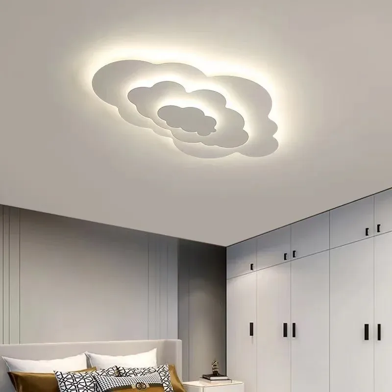 מנורת תקרה ענן לבנה דימרית עם שלט לחדר ילדים