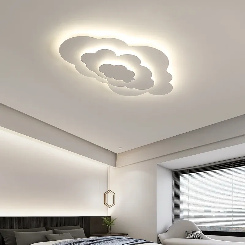 מנורת תקרה ענן לבנה דימרית עם שלט לחדר ילדים