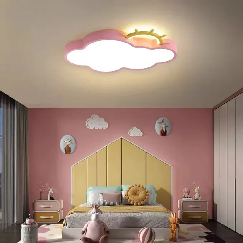 מנורת תקרה ענן תכלת דימרית עם שלט לחדר ילדים