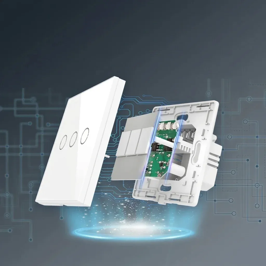 מתג זכוכית חכם WiFi לבן תלת ערוצי