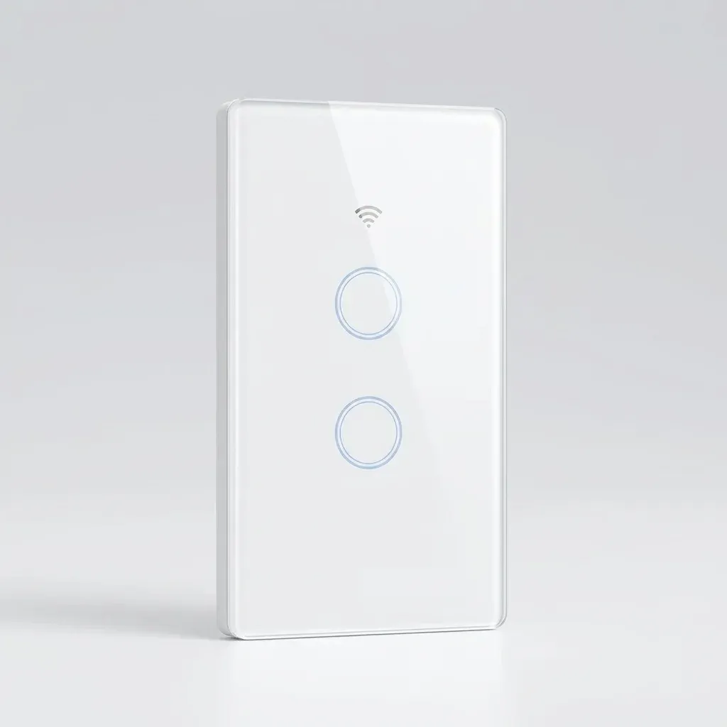 מתג זכוכית חכם לבן עם שני מגעים