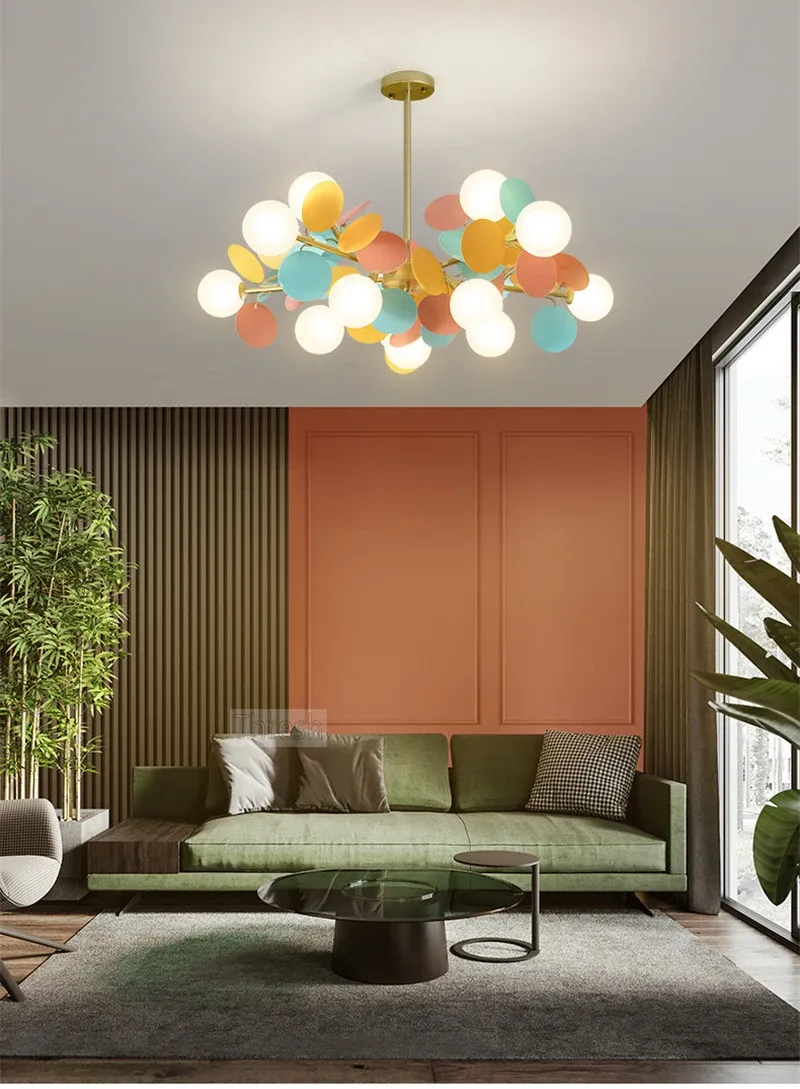 נברשת פרחים צבעונית לד עם 10 נקודות אור לחדר ילדים