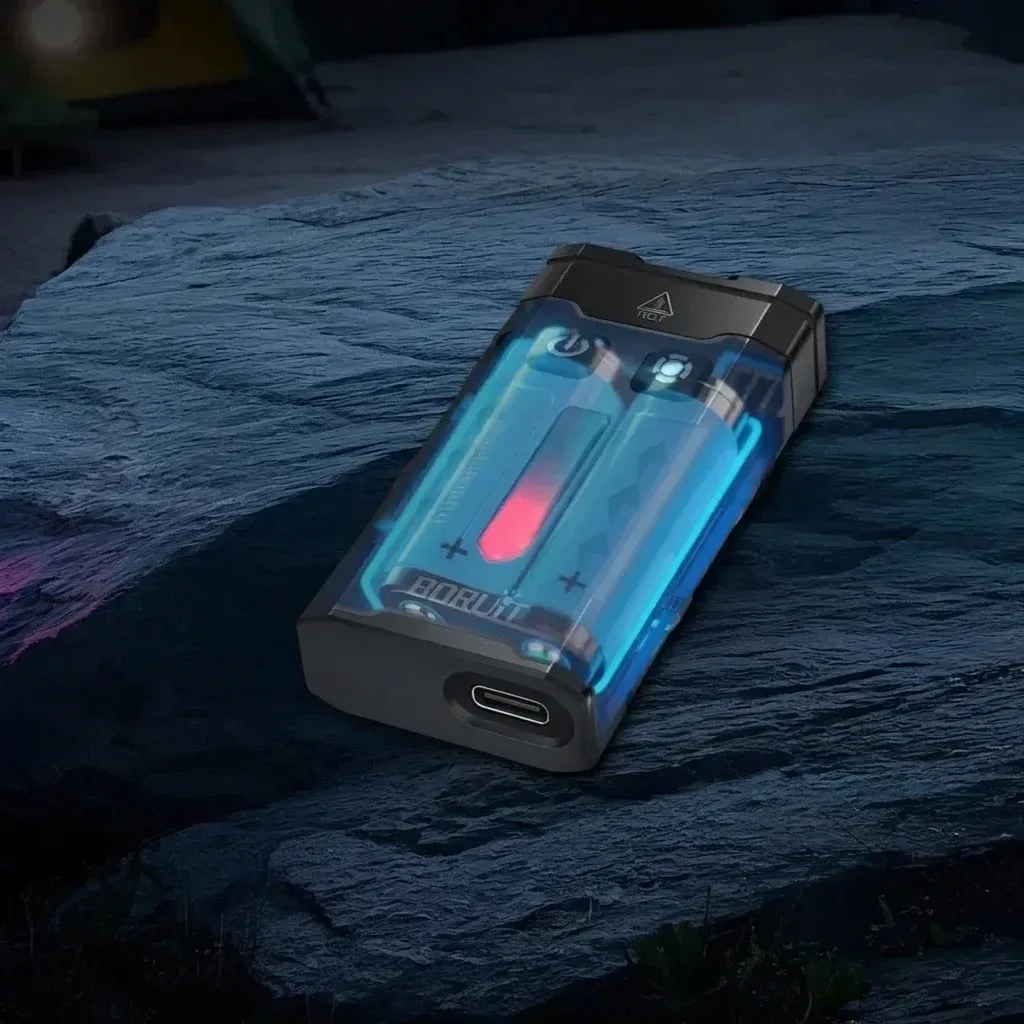 פנס מיני נטען שחור כחול עם UV