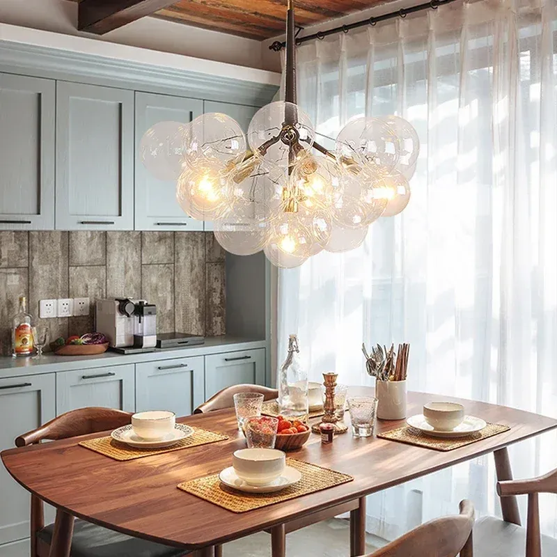 מנורת תלייה בועות נורדית צבעונית עם בתי נורה G9