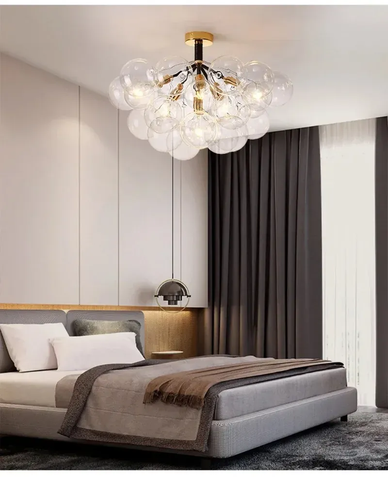 מנורת תלייה בועות נורדית צבעונית עם בתי נורה G9