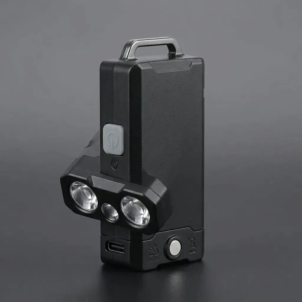 פנס מיני נטען שחור עם UV ומגנט