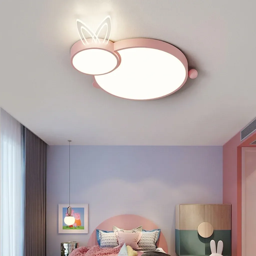 מנורת תקרה ארנב ורודה לחדר ילדים
