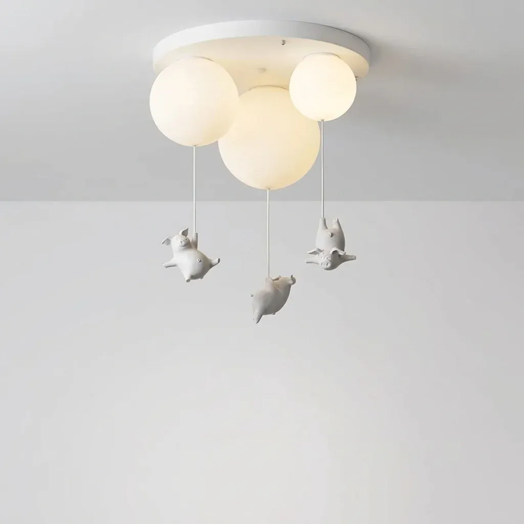 מנורת תקרה חזירון פורח עם בלונים