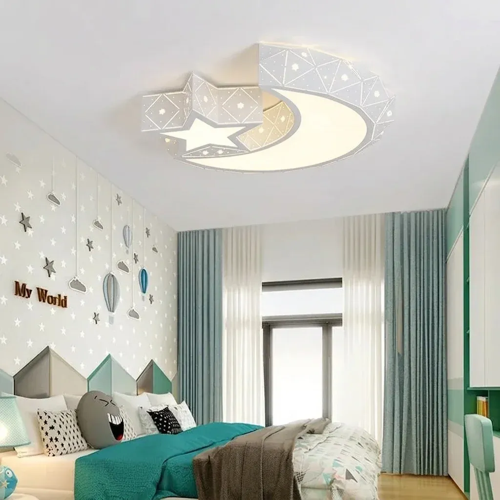 מנורת תקרה ירח וכוכב לבנה לילדים