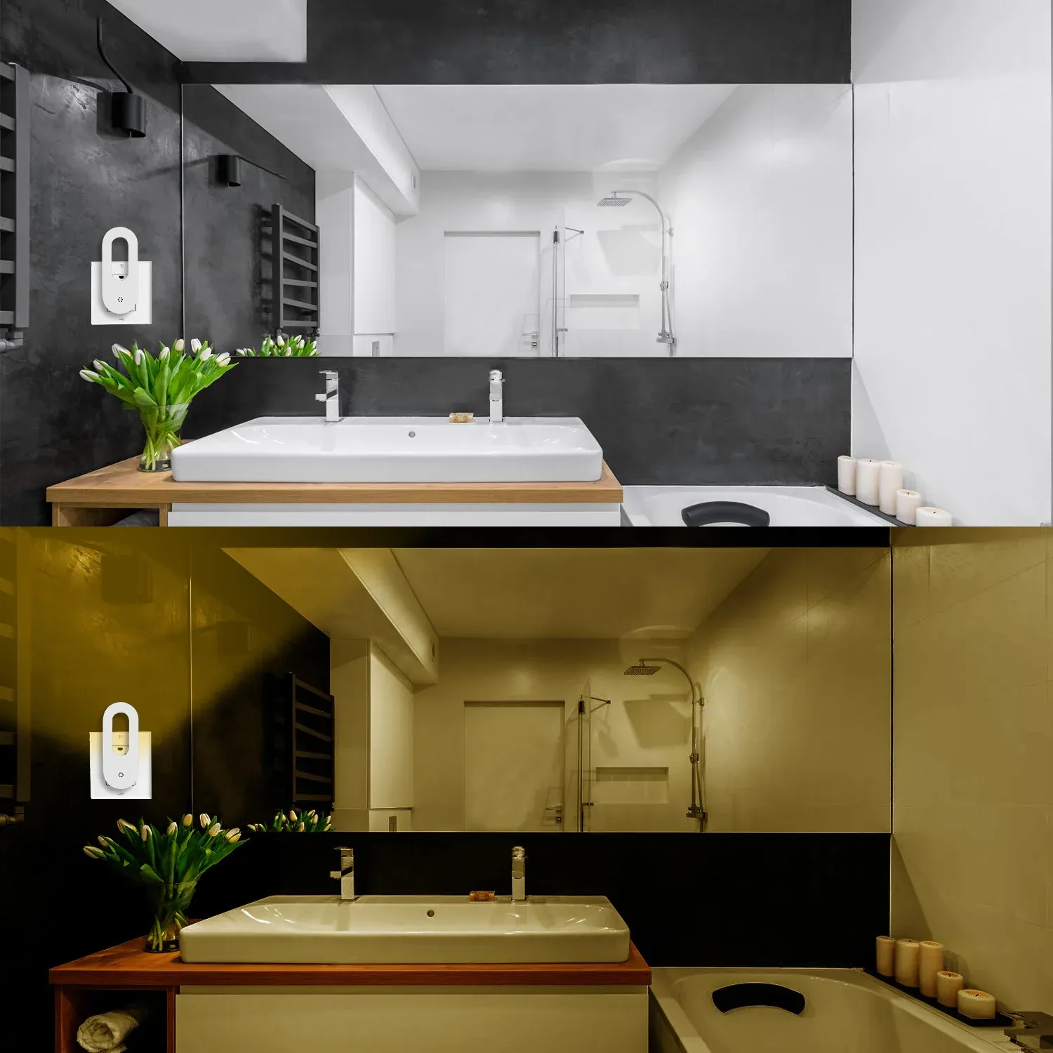 מנורת לילה לשקע עם חיישן דמדומים באור חם