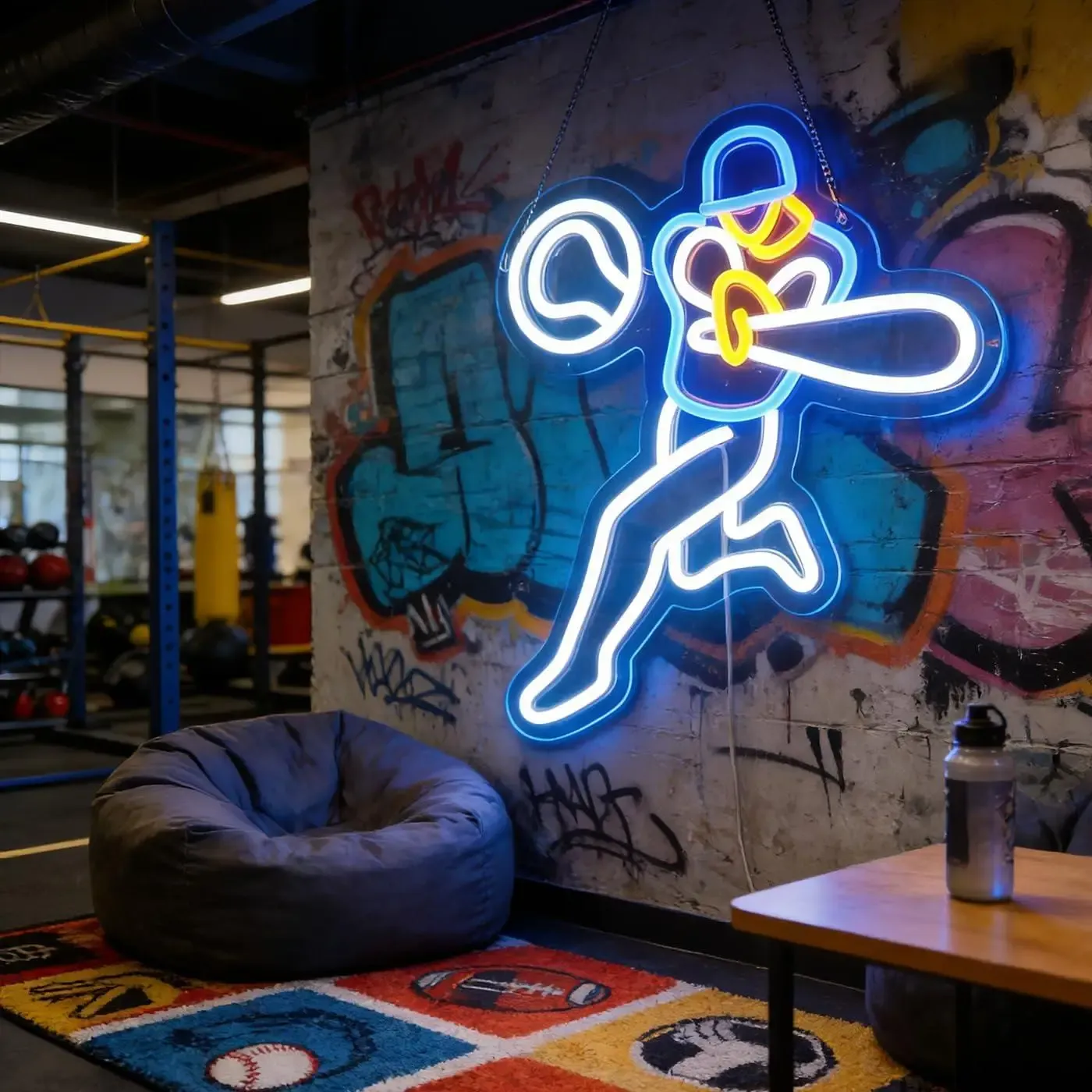 שלט ניאון לד כדור בייסבול דימרי בחיבור יו אס בי