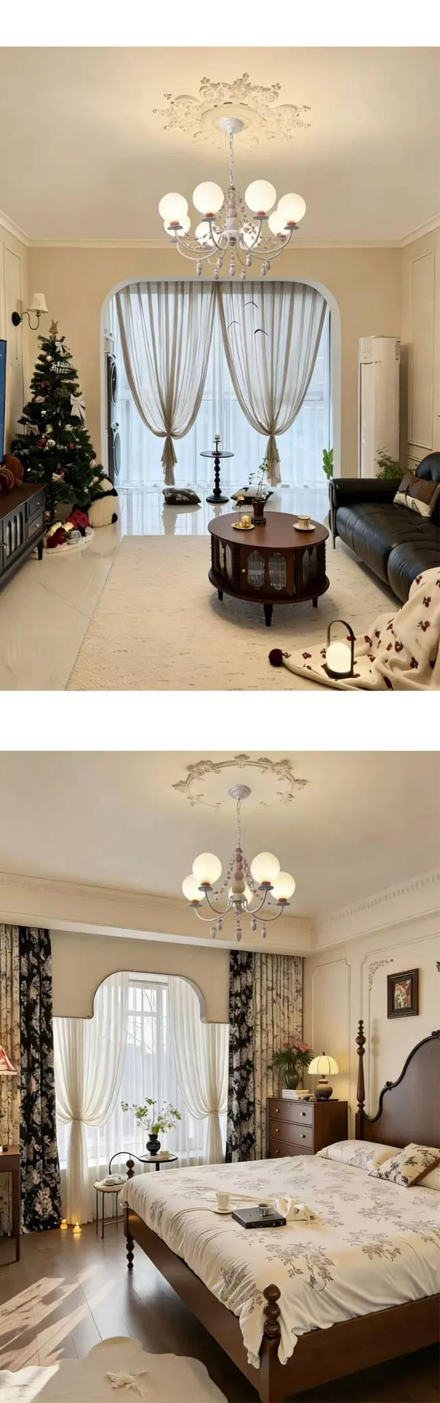 נברשת קרמיקה וקריסטל רומנטית בגווני פסטל