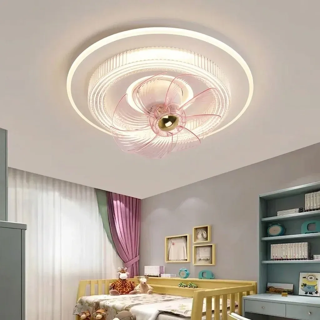 מאוורר תקרה עגול ורוד לבן לילדים