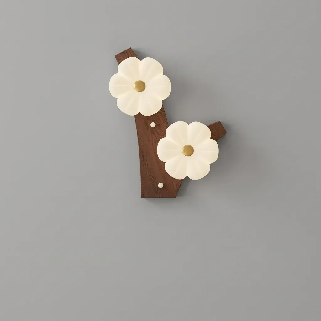 מנורת קיר פרח עץ ואקריליק לד