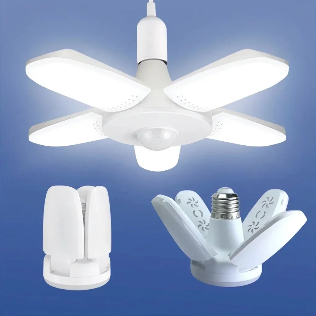 נורת לד מתקפלת לבנה עם חיישן תנועה