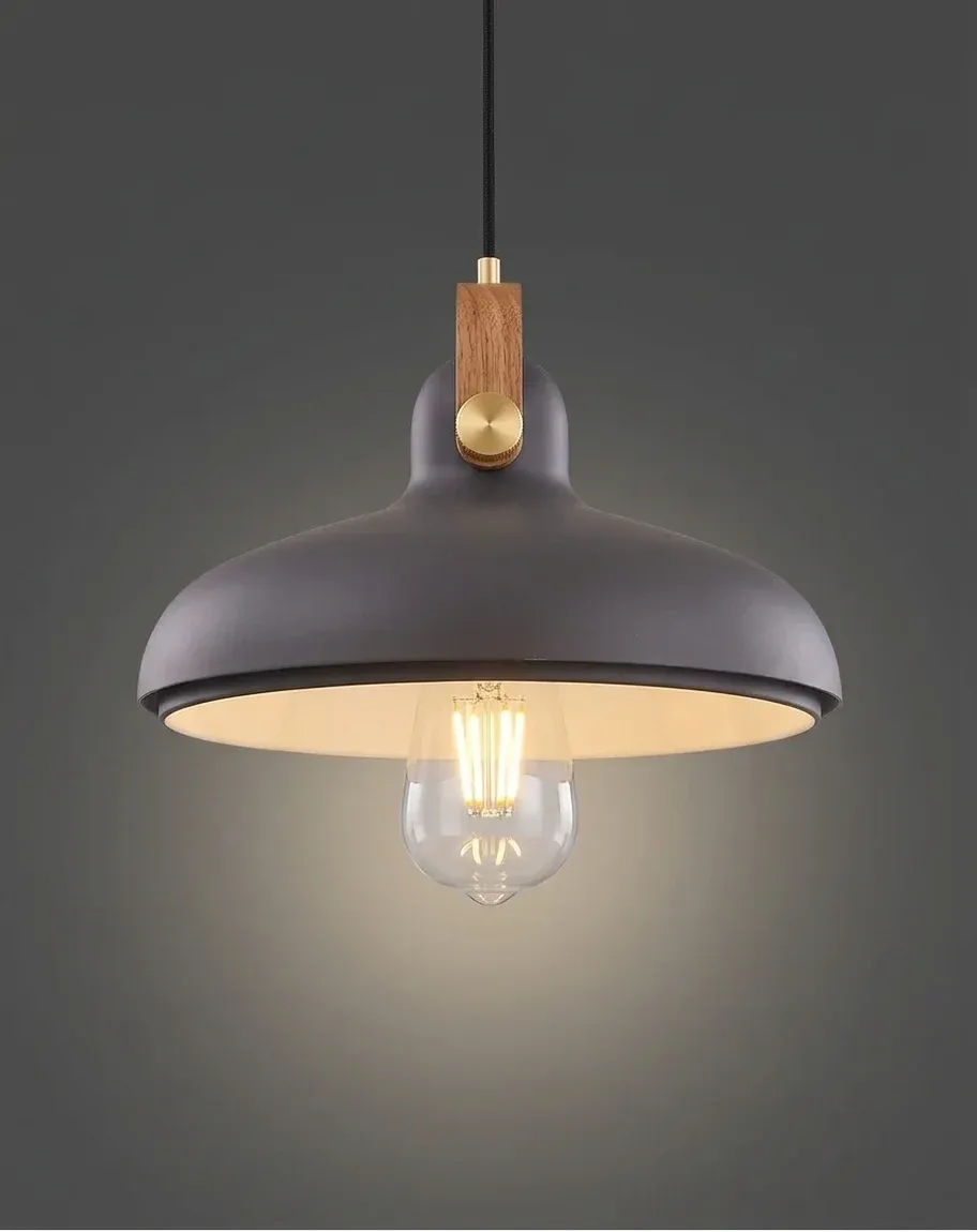 מנורת תלייה אפורה עם נורת פילמנט