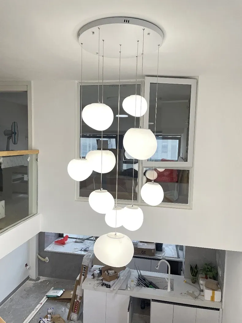 מנורה תלויה לד מודרנית לגרם מדרגות ולסלון